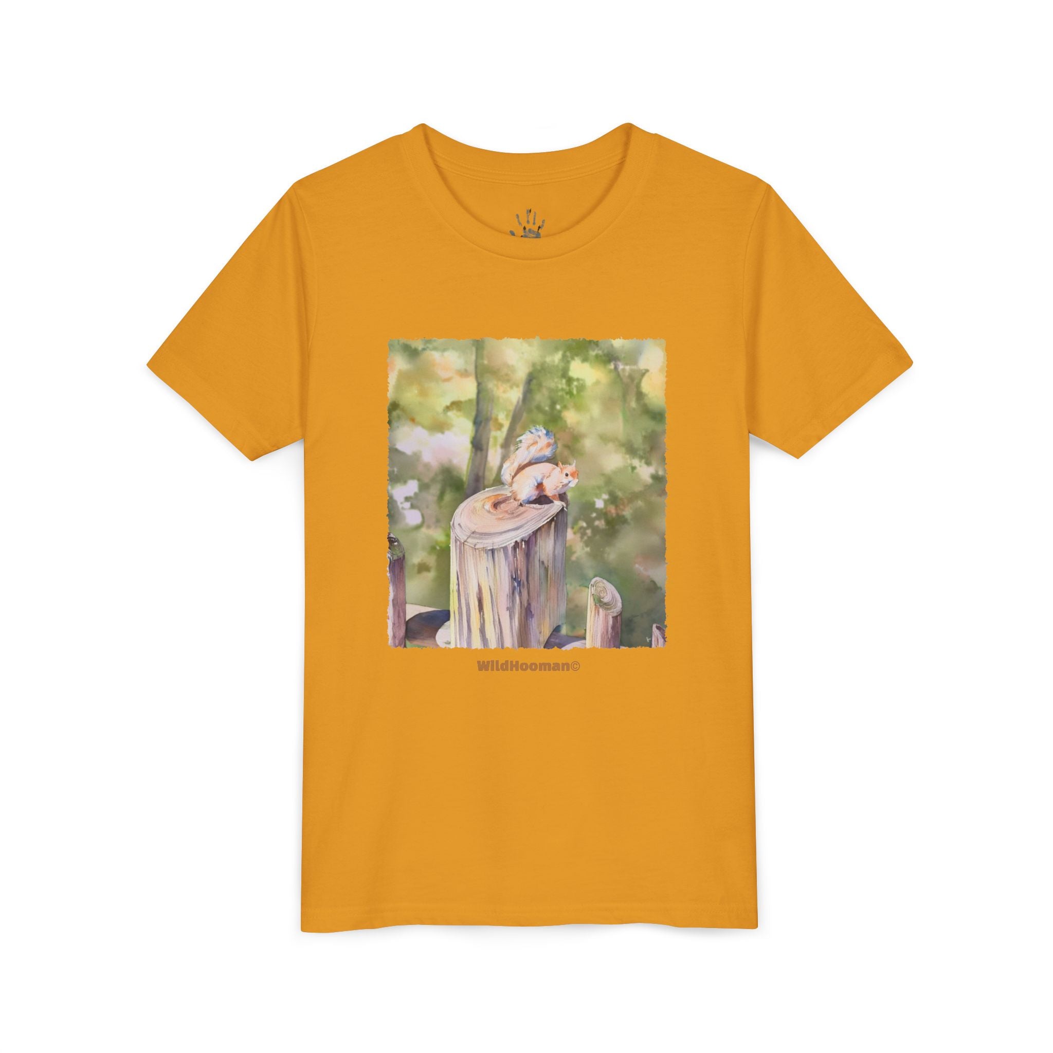 WildHooman Whimsical Squirrel Watercolor Youth T shirt
