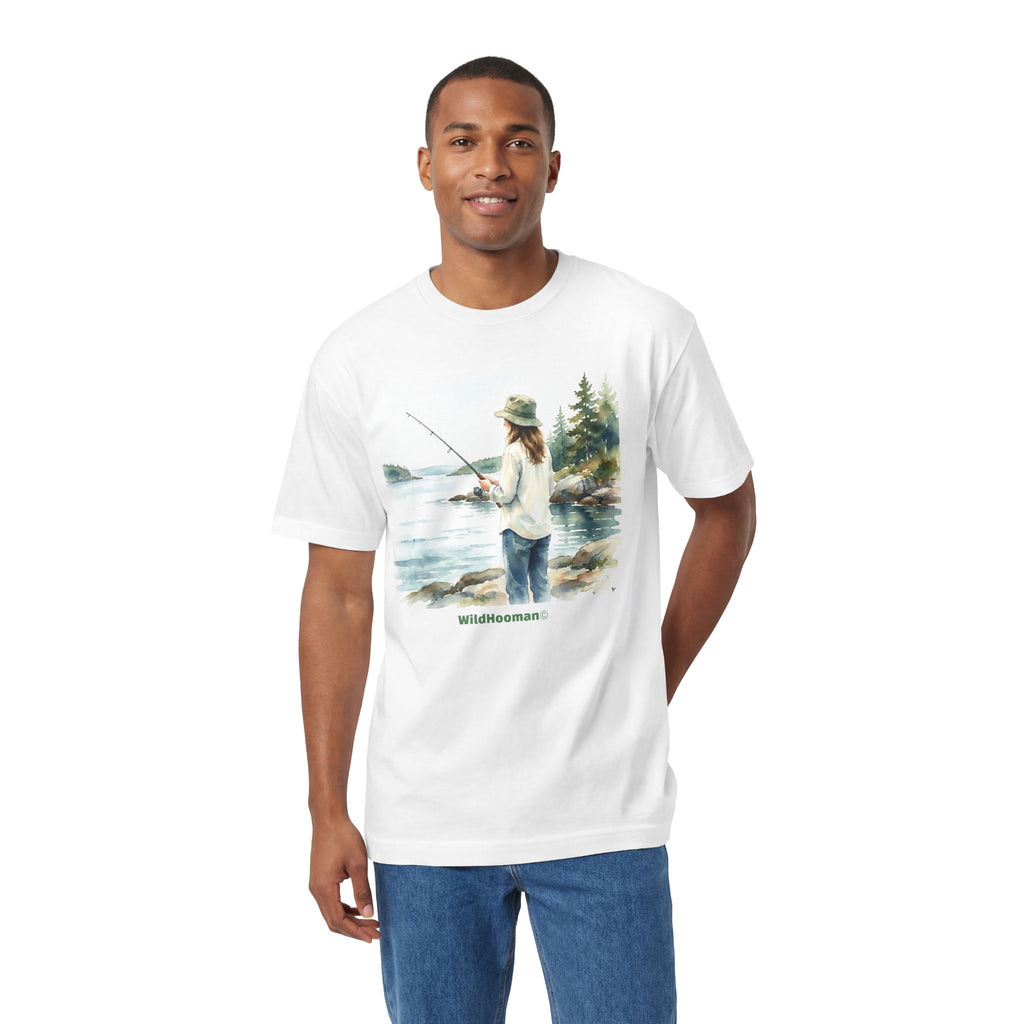 WildHooman Cotton Graphic Tee — Girl Fishing Shirt - WildHooman