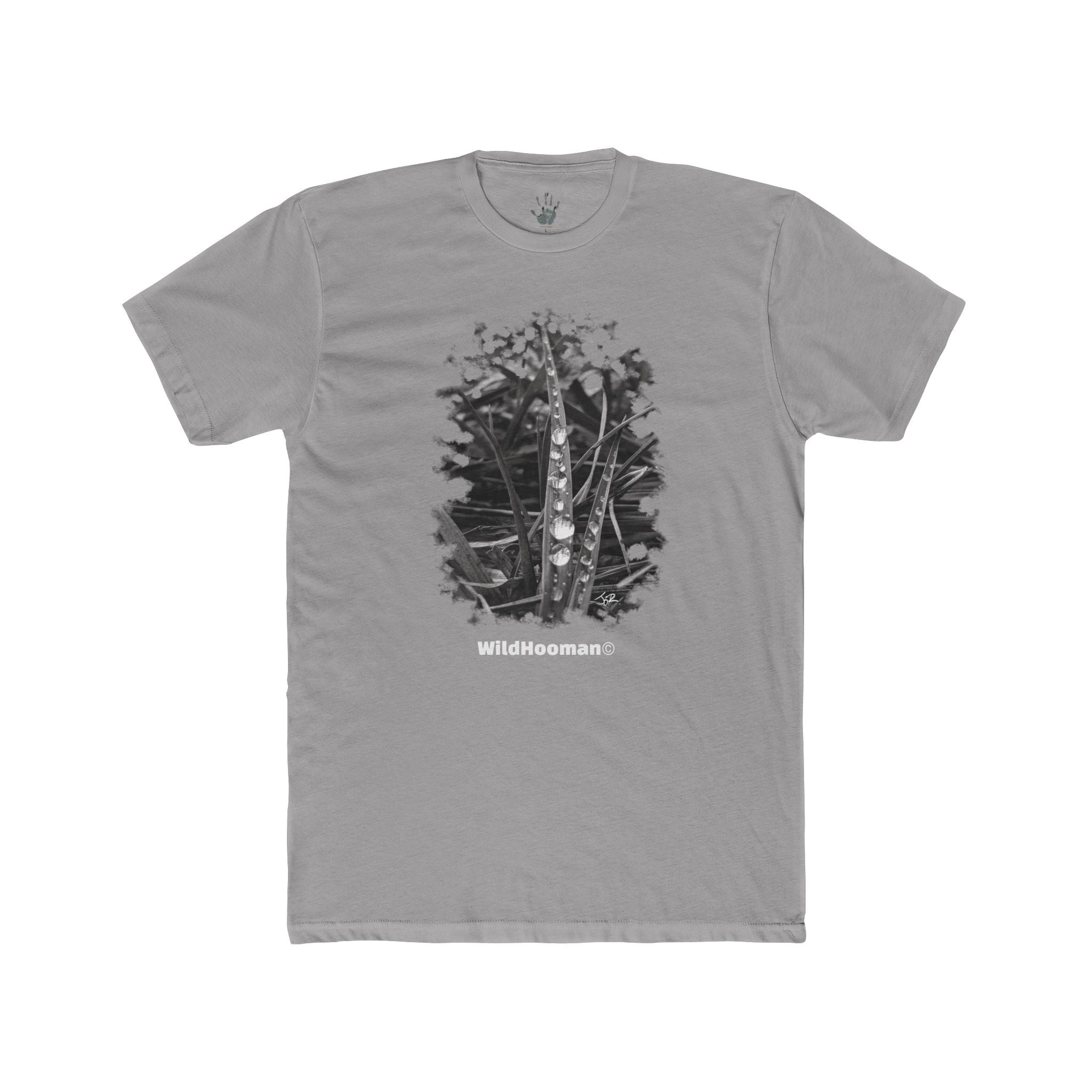WildHooman - Raindrops on grass- Unisex Cotton T-shirt