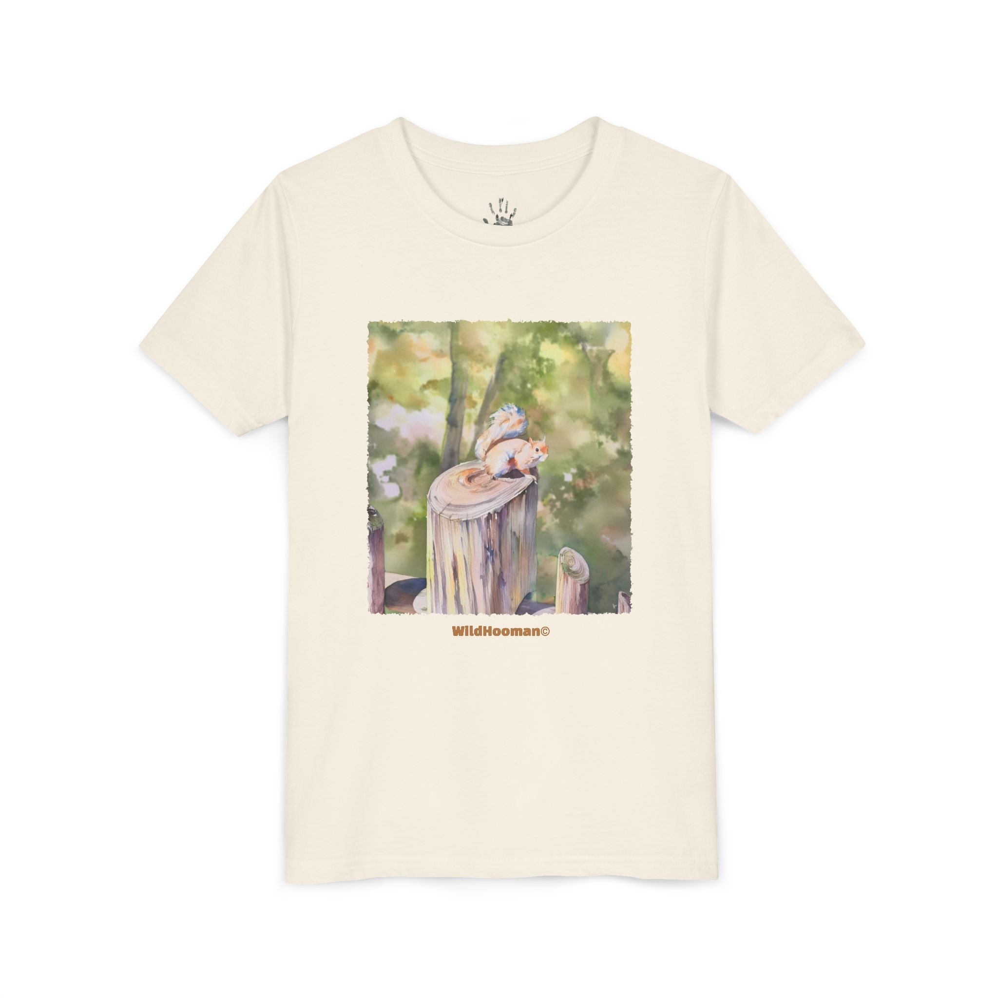 WildHooman Whimsical Squirrel Watercolor Youth T shirt