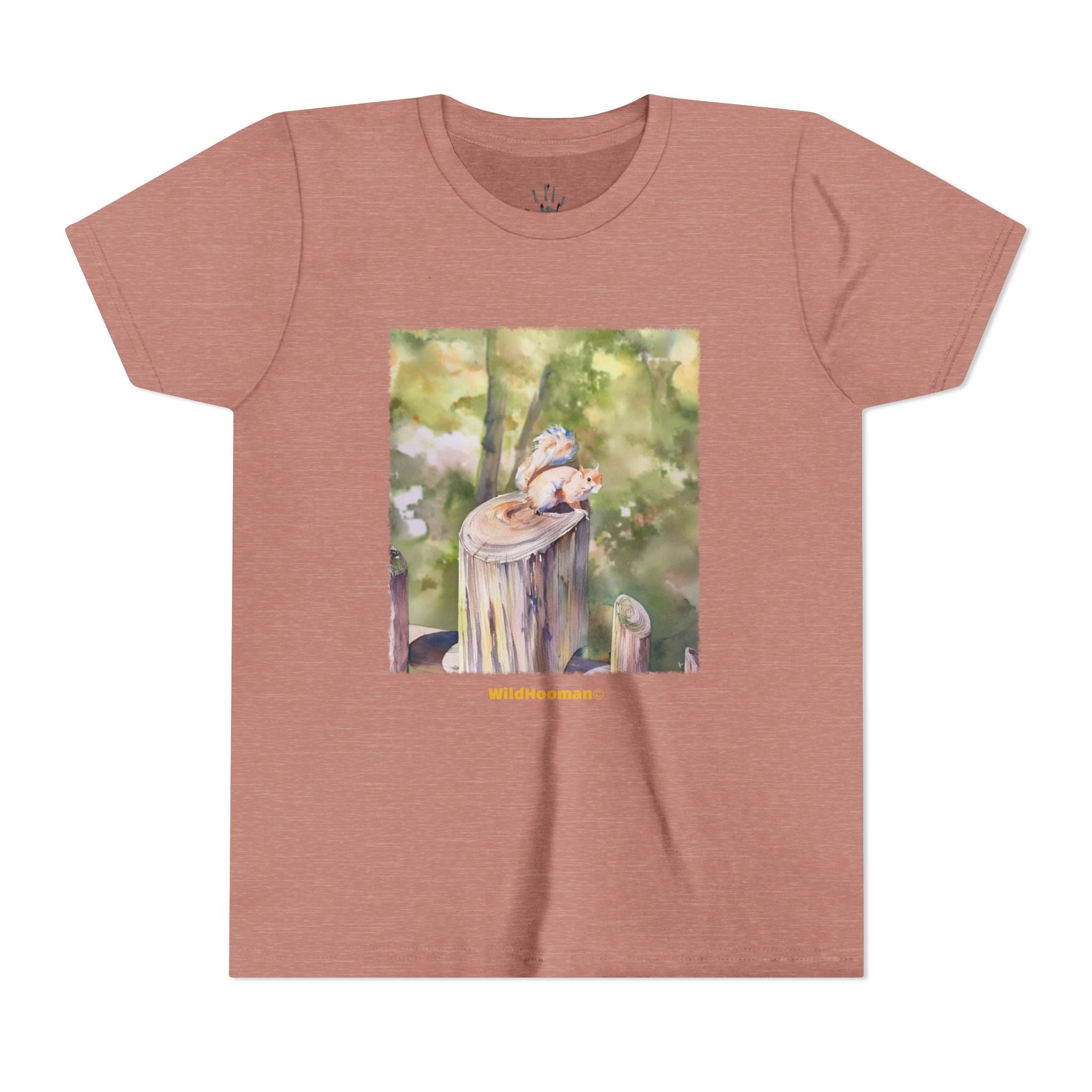 WildHooman Whimsical Squirrel Watercolor Youth T shirt