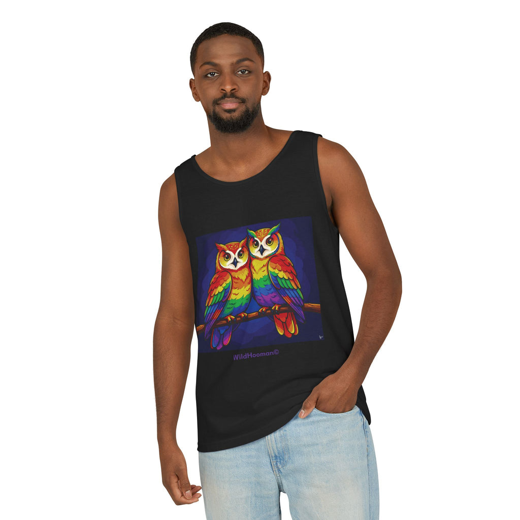 WildHooman Rainbow Owls Tank Top — Colorful Owl Art Graphic Tank - WildHooman