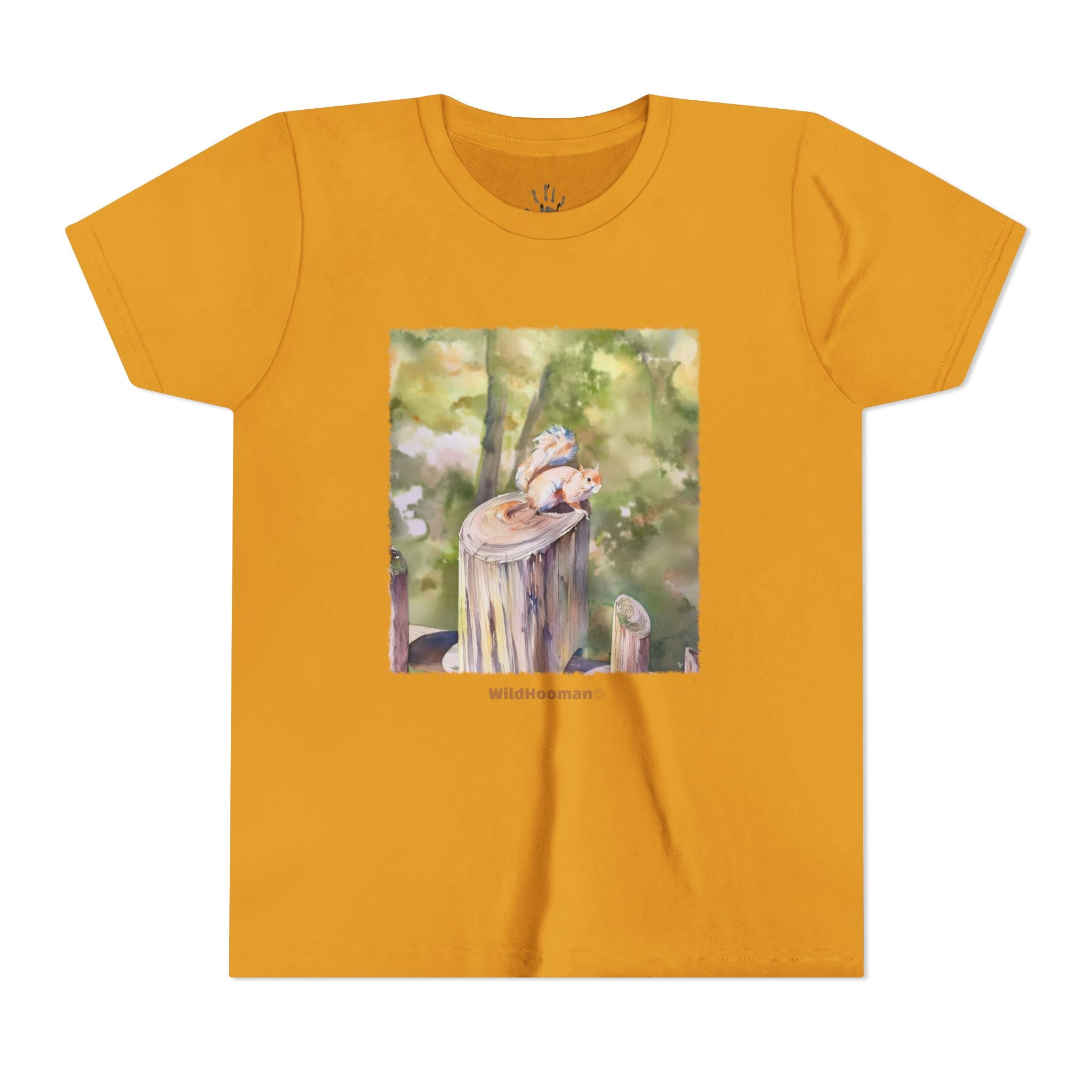 WildHooman Whimsical Squirrel Watercolor Youth T shirt