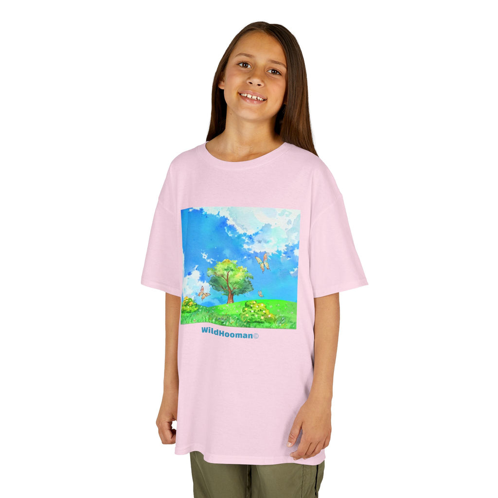 WildHooman Watercolor Whimsical Meadow Unisex Kids T-Shirt - WildHooman