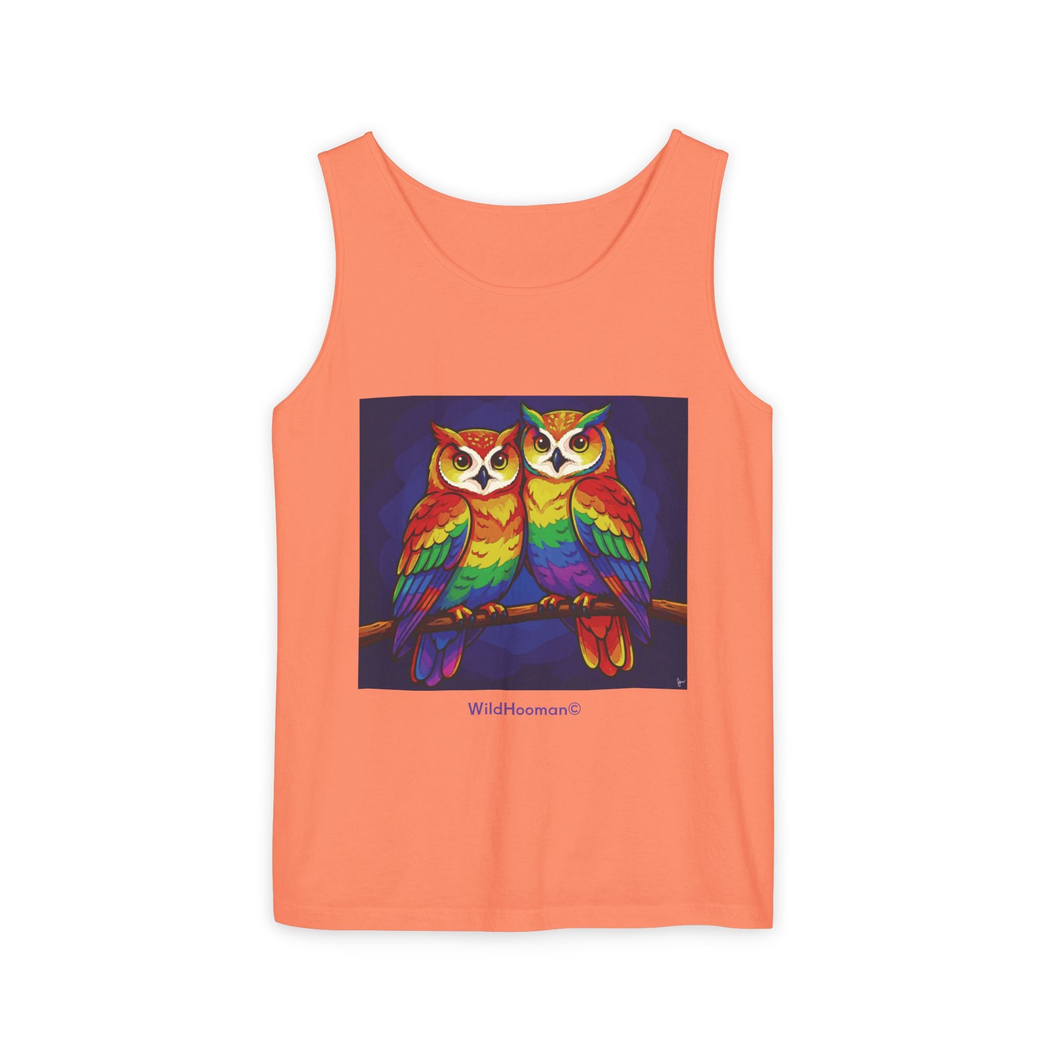 WildHooman Rainbow Owls Tank Top — Colorful Owl Art Graphic Tank - WildHooman