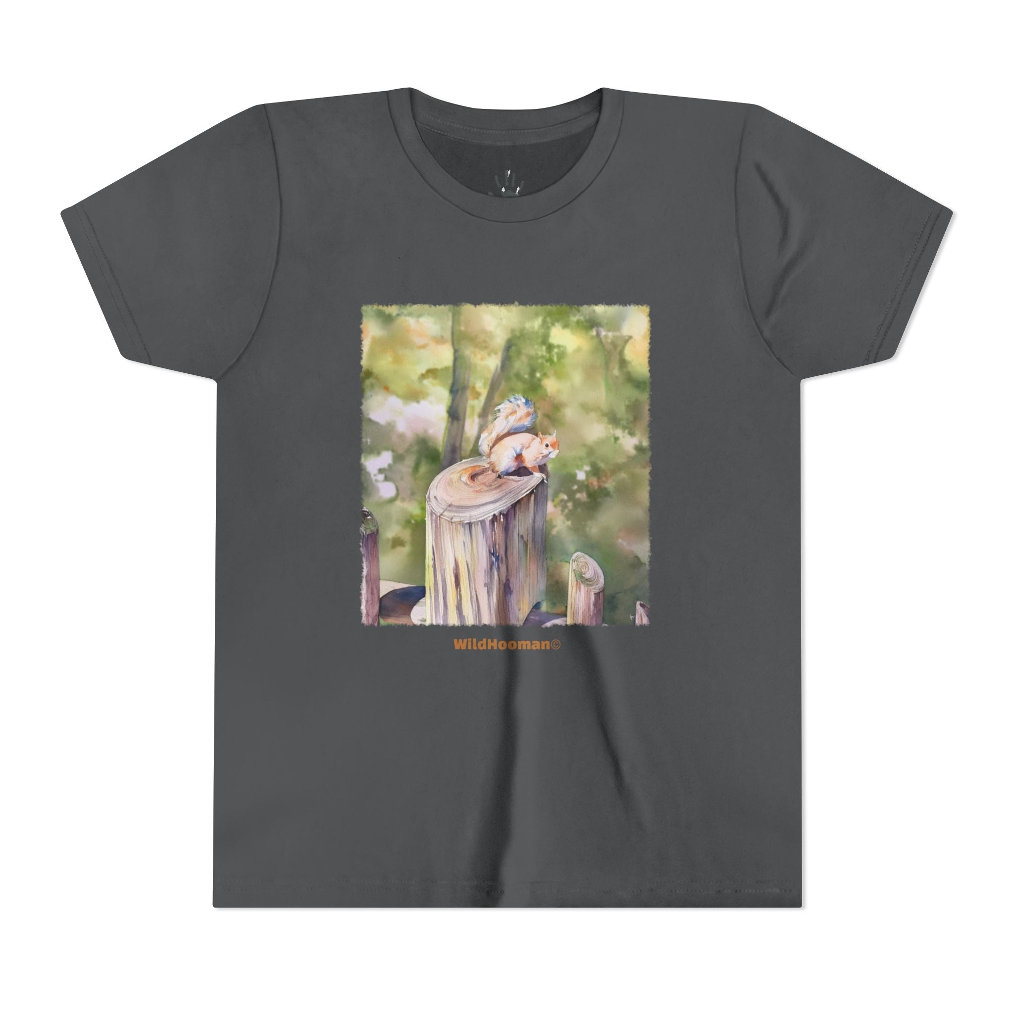 WildHooman Whimsical Squirrel Watercolor Youth T shirt