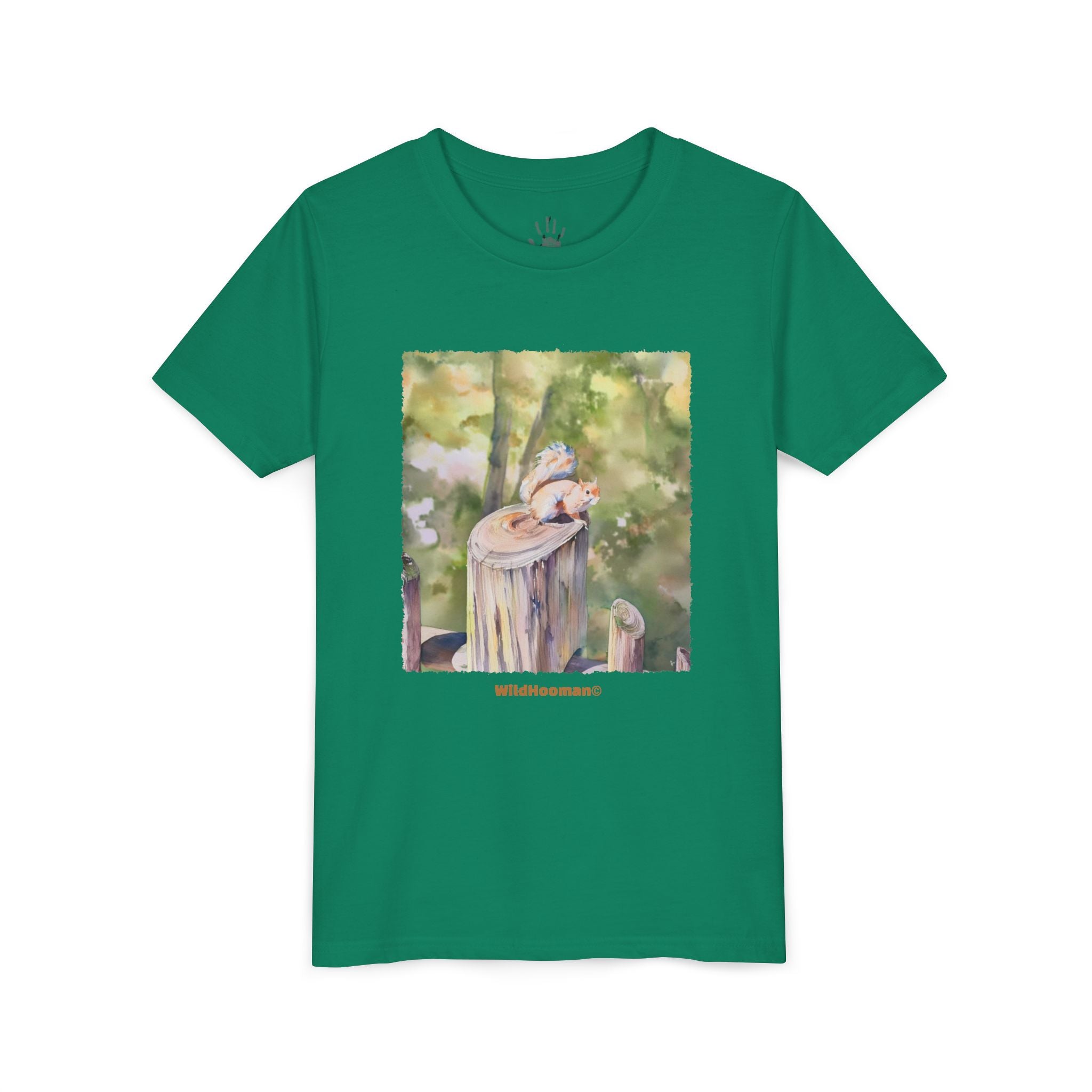 WildHooman Whimsical Squirrel Watercolor Youth T shirt