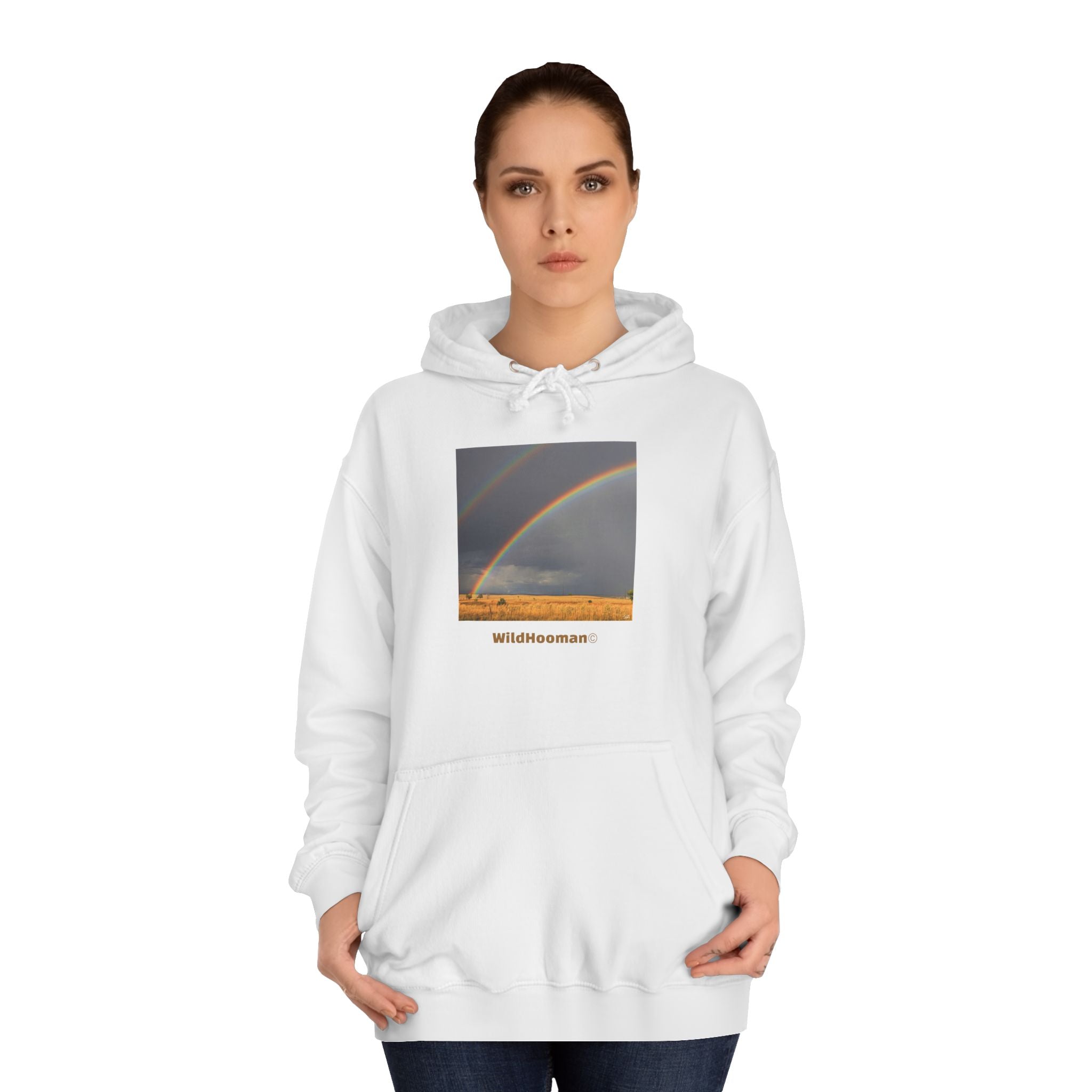 WildHooman Unisex Rainbow College Hoodie