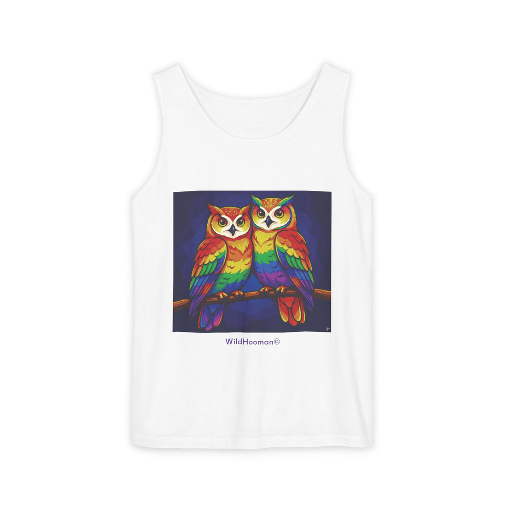 WildHooman Rainbow Owls Tank Top — Colorful Owl Art Graphic Tank - WildHooman