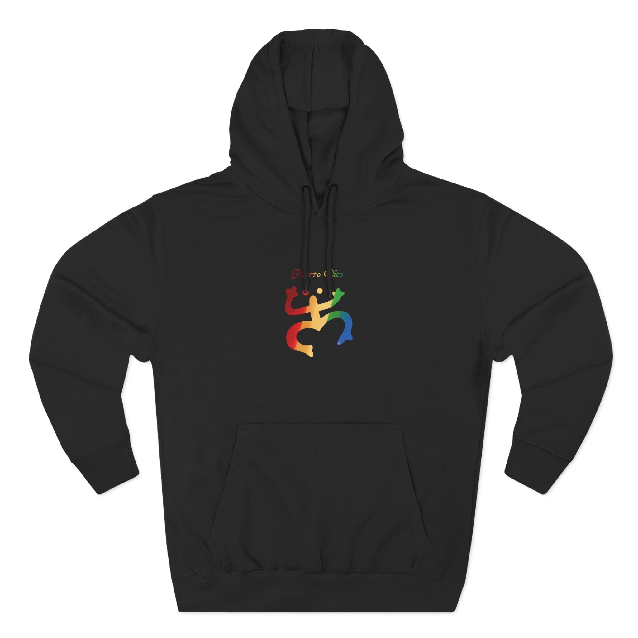 WildHooman Puerto Rico Taino Coquí Hoodie — Minimal Colorful Three-Panel Design
