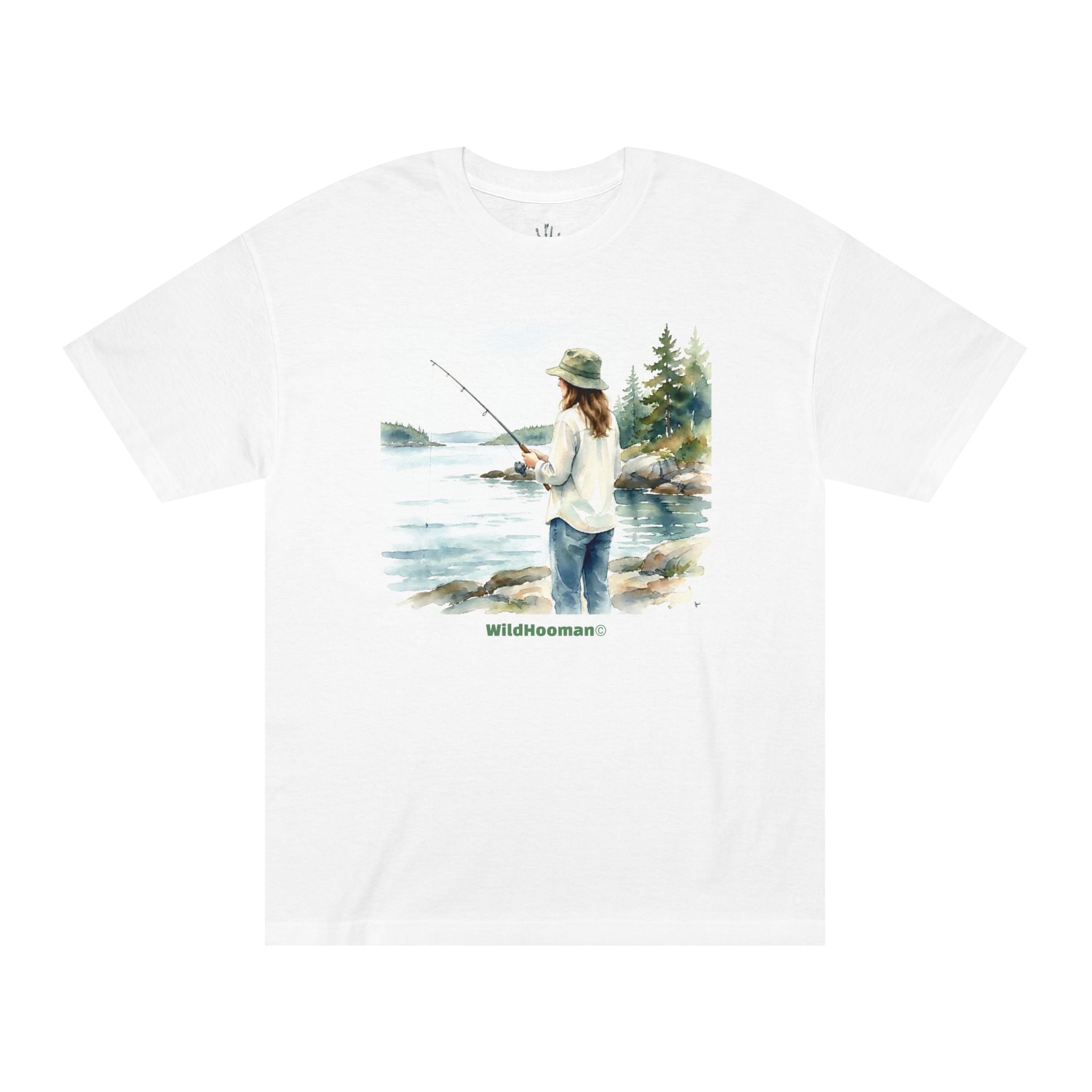 WildHooman Cotton Graphic Tee — Girl Fishing Shirt - WildHooman