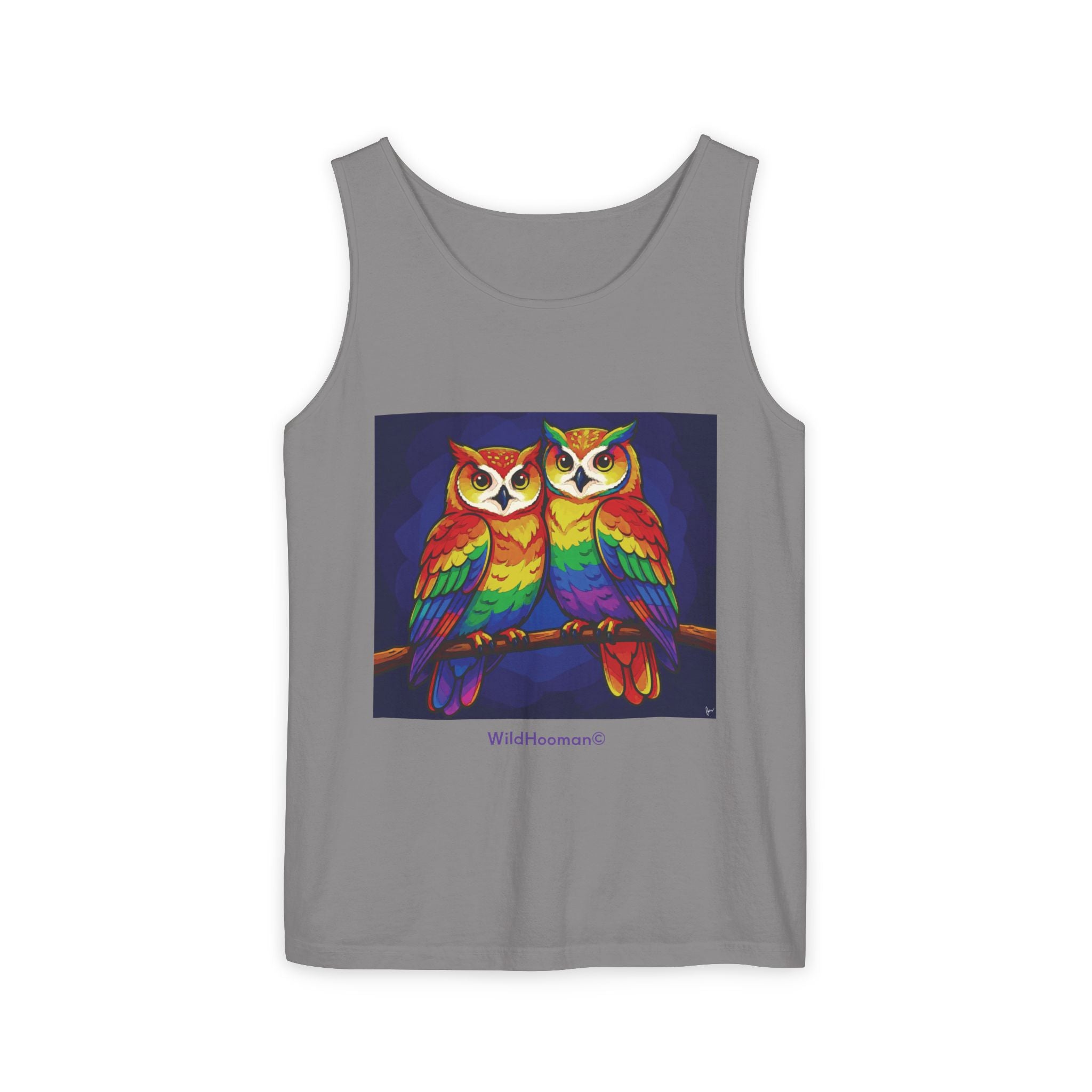 WildHooman Rainbow Owls Tank Top — Colorful Owl Art Graphic Tank - WildHooman