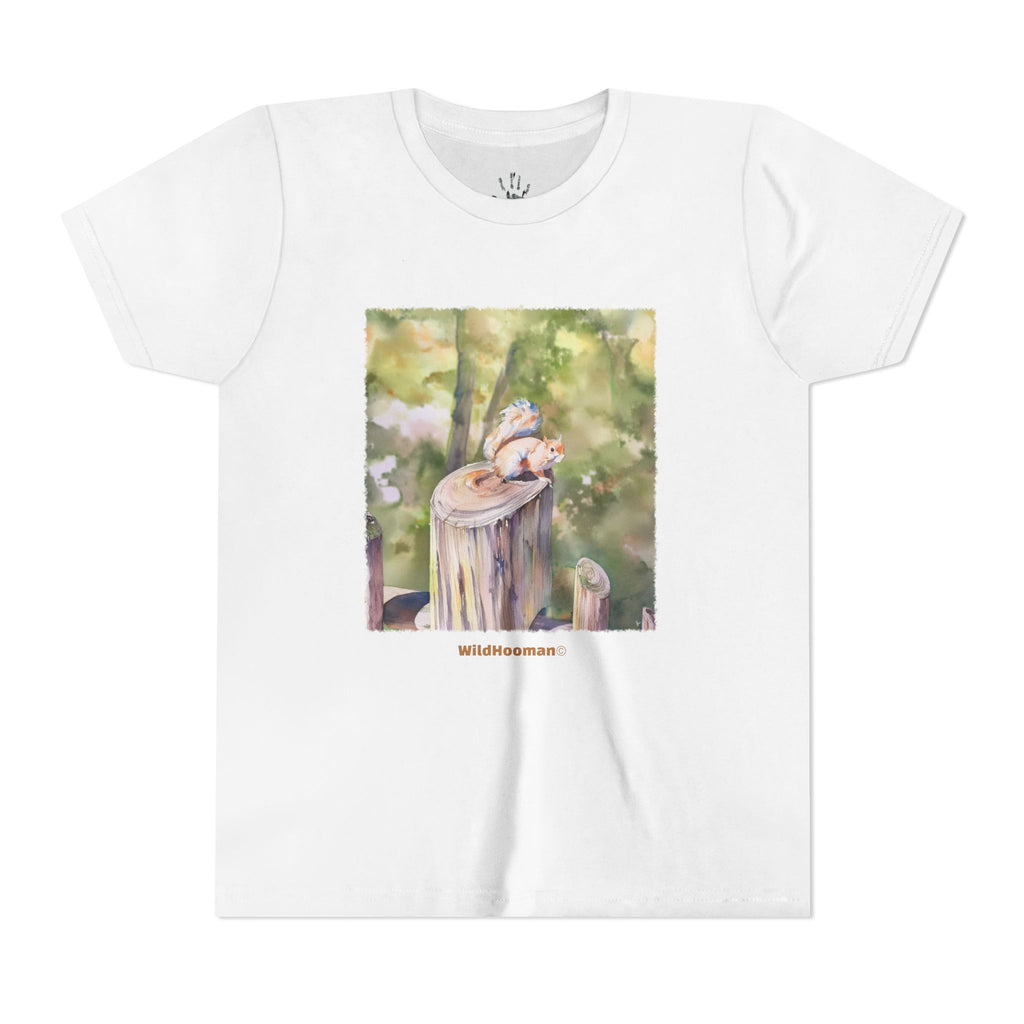 WildHooman Whimsical Squirrel Watercolor Youth T shirt