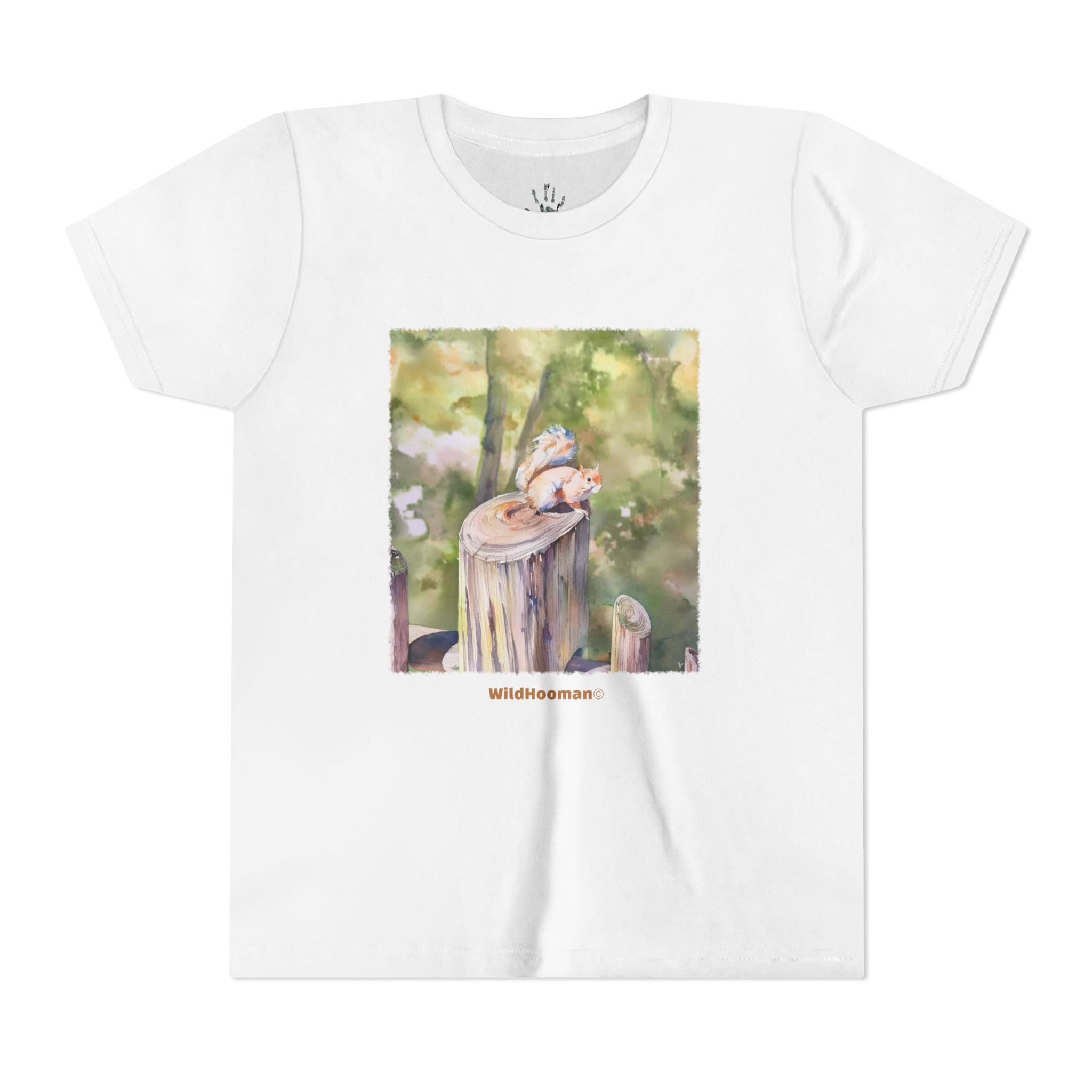 WildHooman Whimsical Squirrel Watercolor Youth T shirt