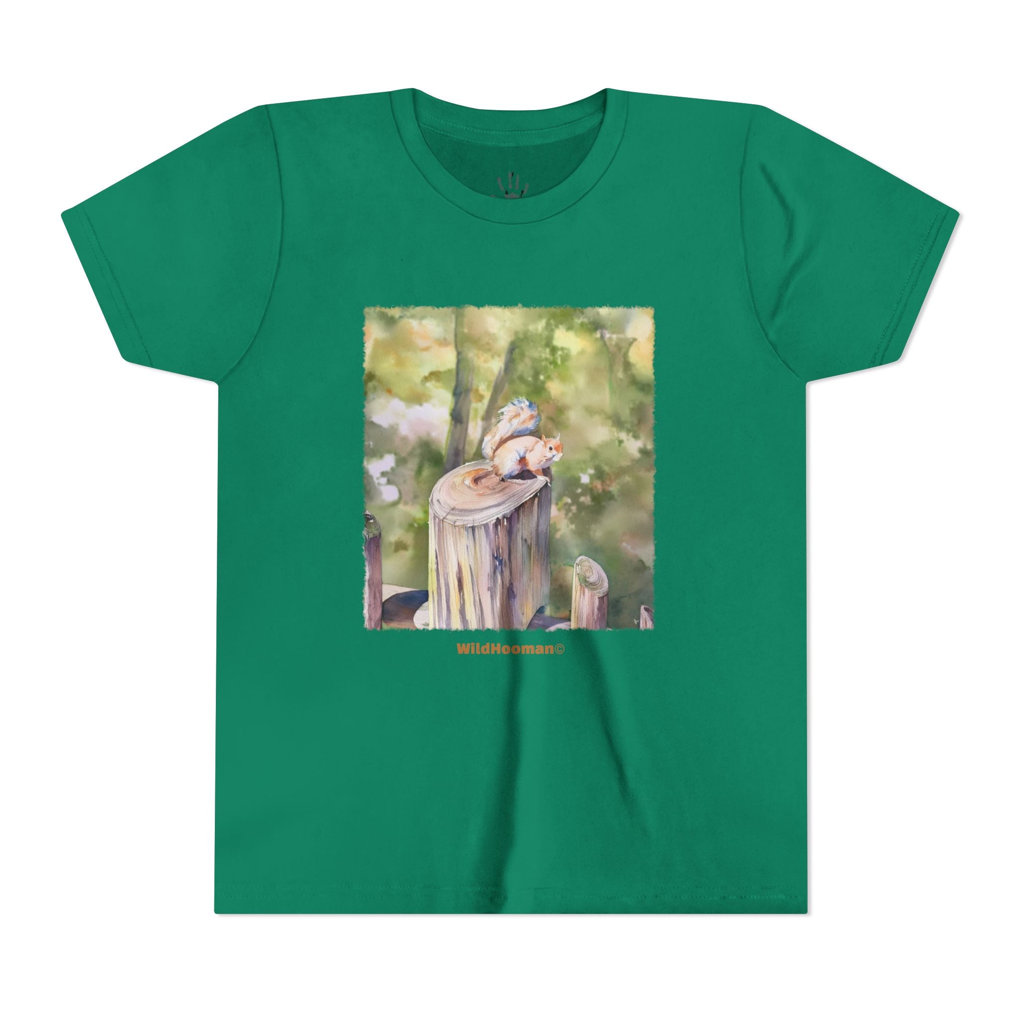 WildHooman Whimsical Squirrel Watercolor Youth T shirt
