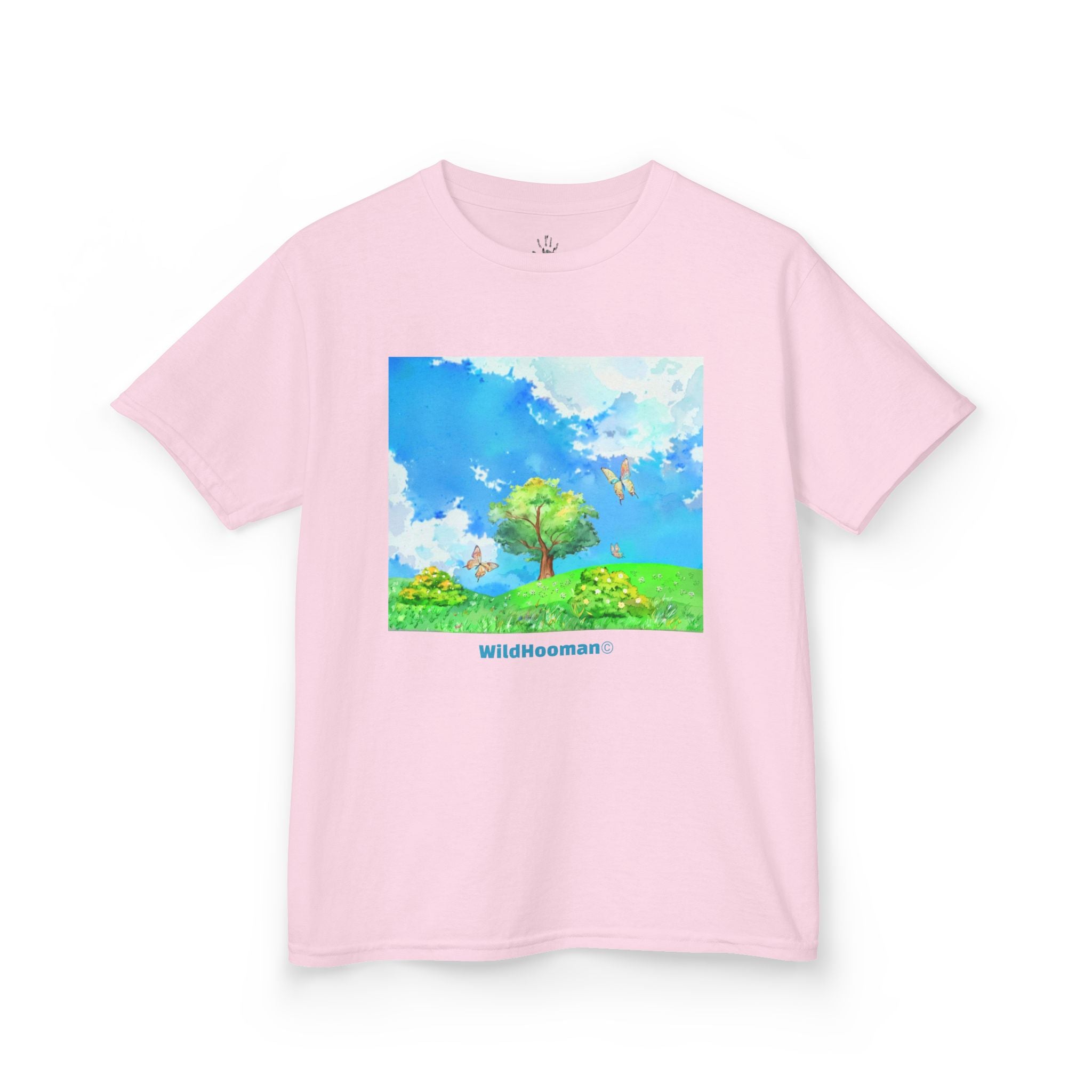 WildHooman Watercolor Whimsical Meadow Unisex Kids T-Shirt - WildHooman