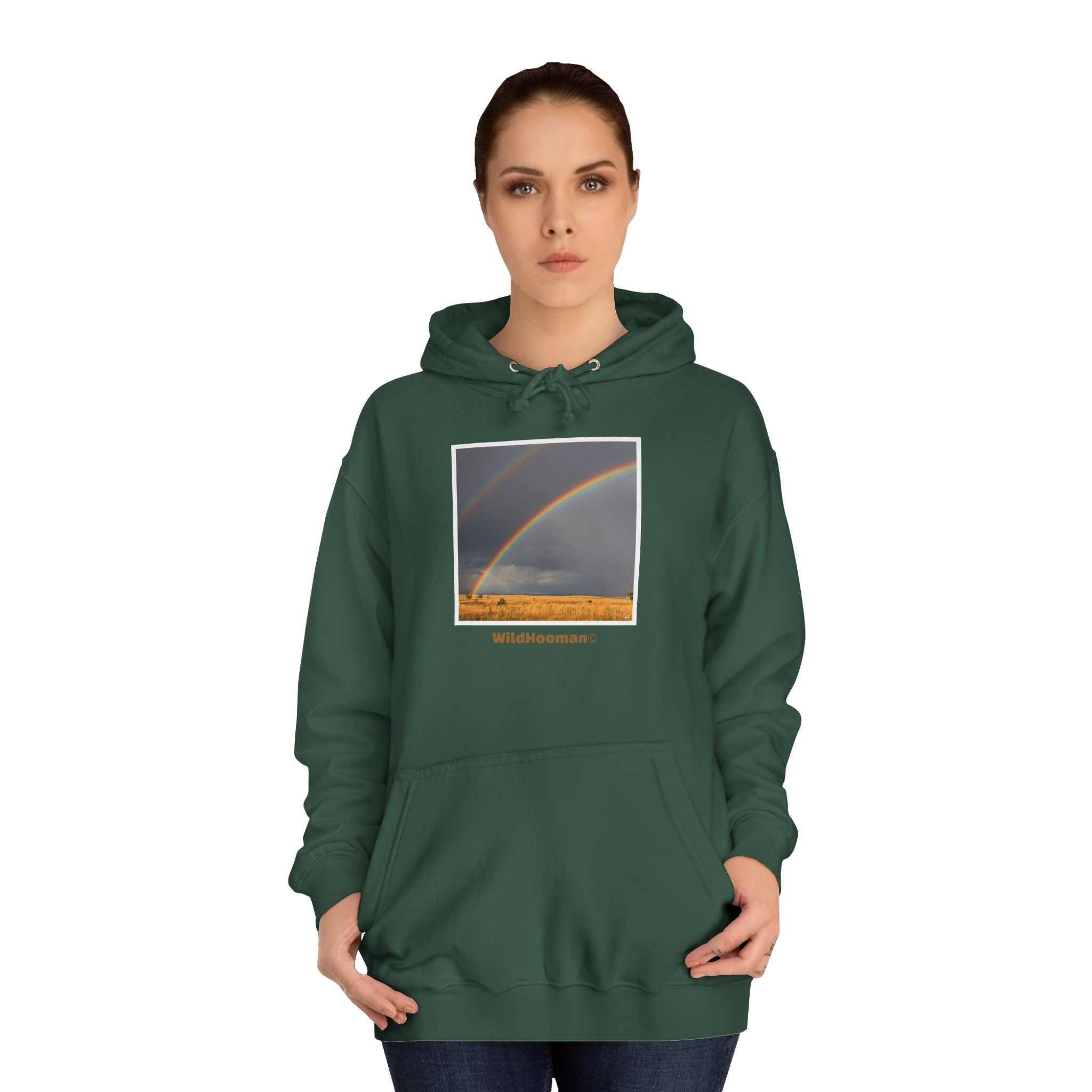 WildHooman Unisex Rainbow College Hoodie