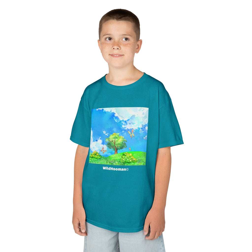 WildHooman Watercolor Whimsical Meadow Unisex Kids T-Shirt - WildHooman