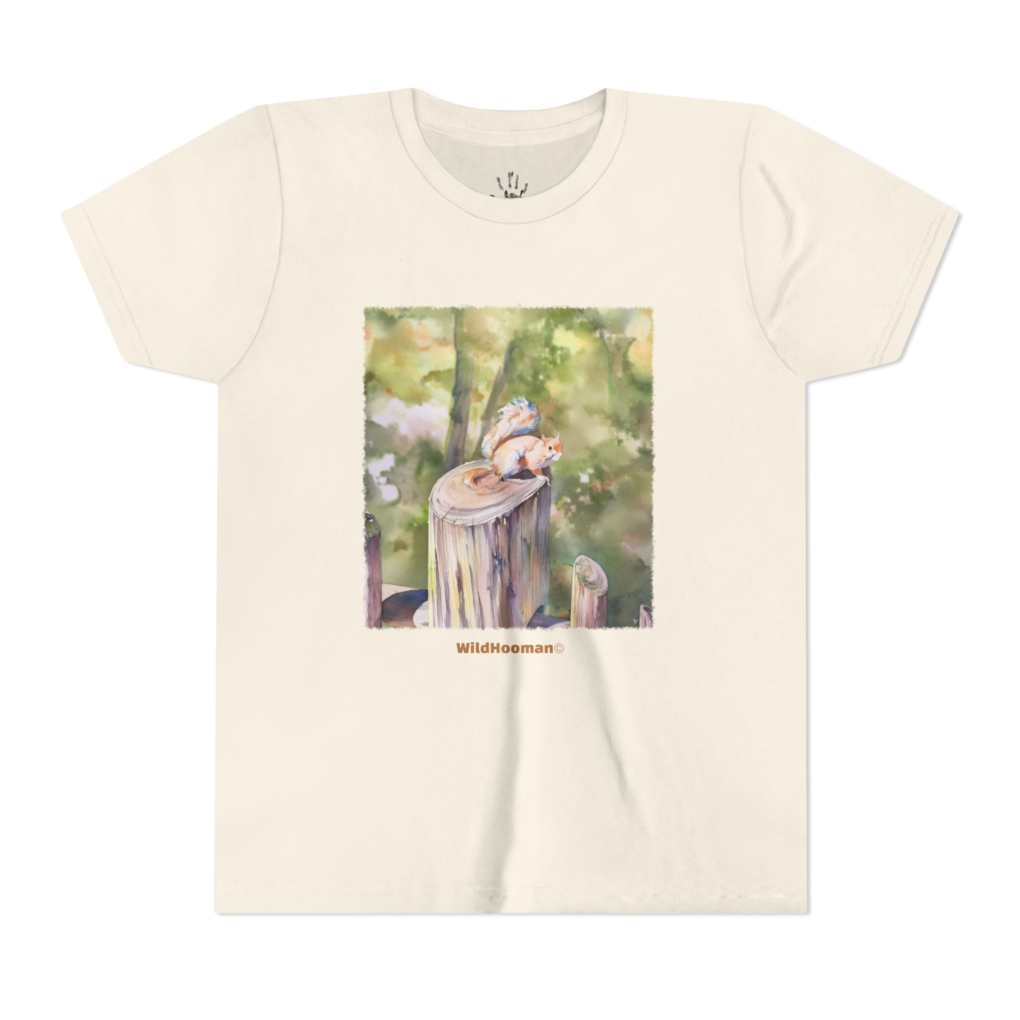 WildHooman Whimsical Squirrel Watercolor Youth T shirt