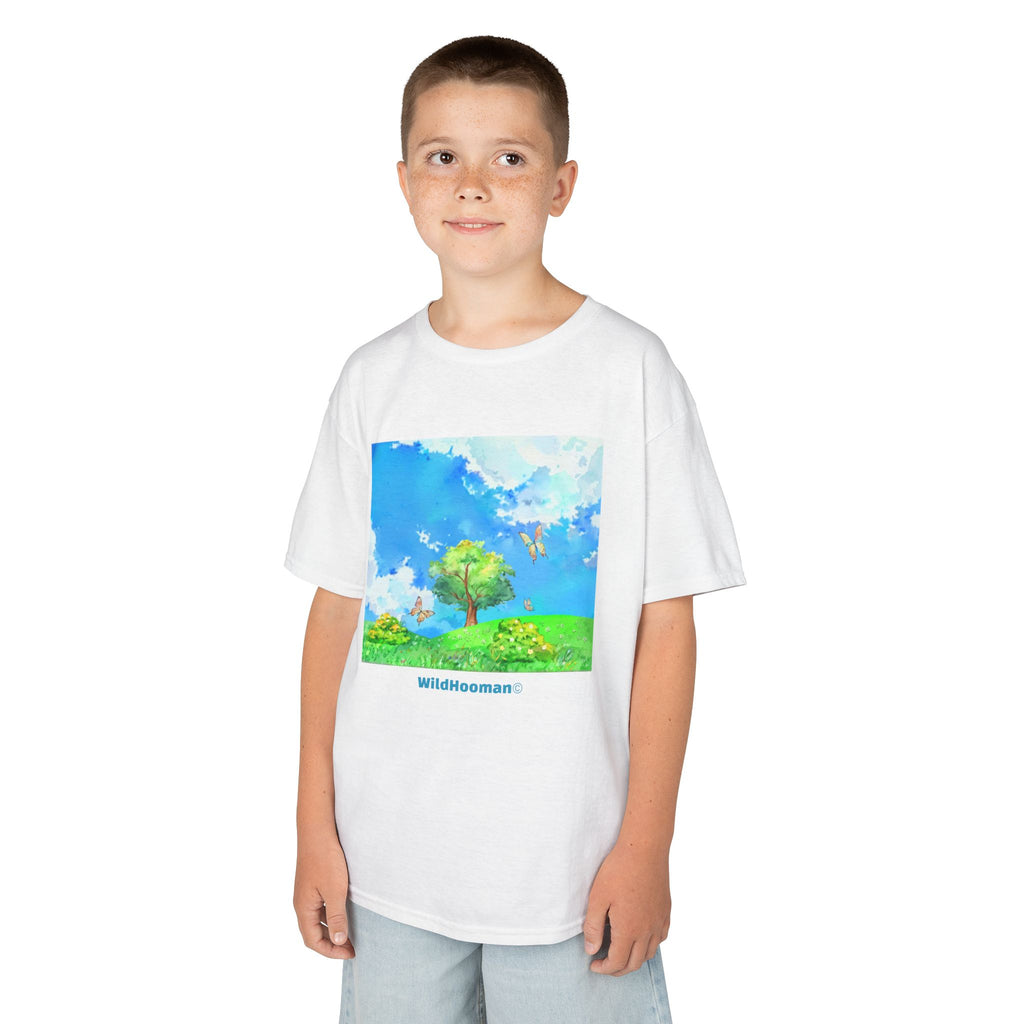 WildHooman Watercolor Whimsical Meadow Unisex Kids T-Shirt - WildHooman