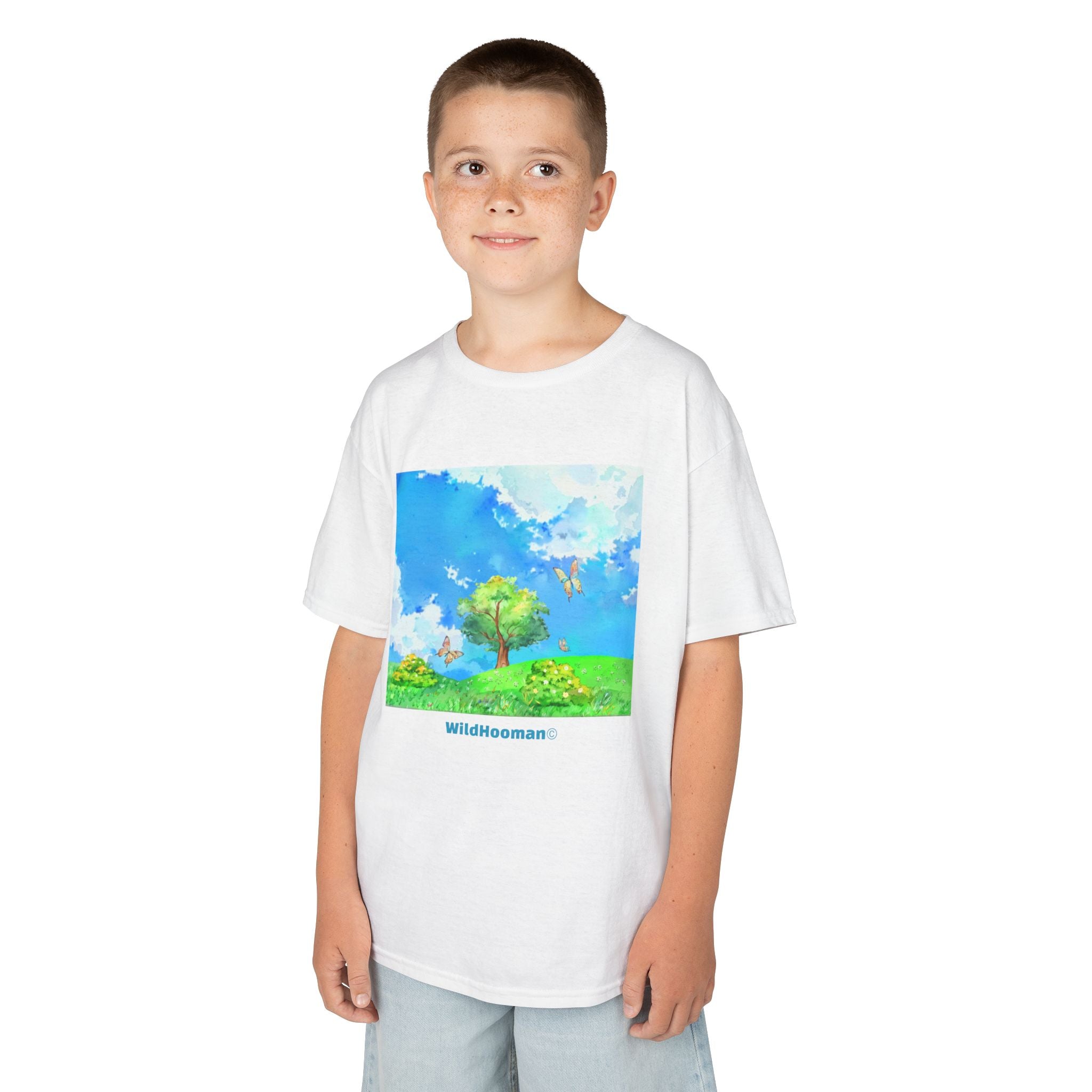 WildHooman Watercolor Whimsical Meadow Unisex Kids T-Shirt - WildHooman