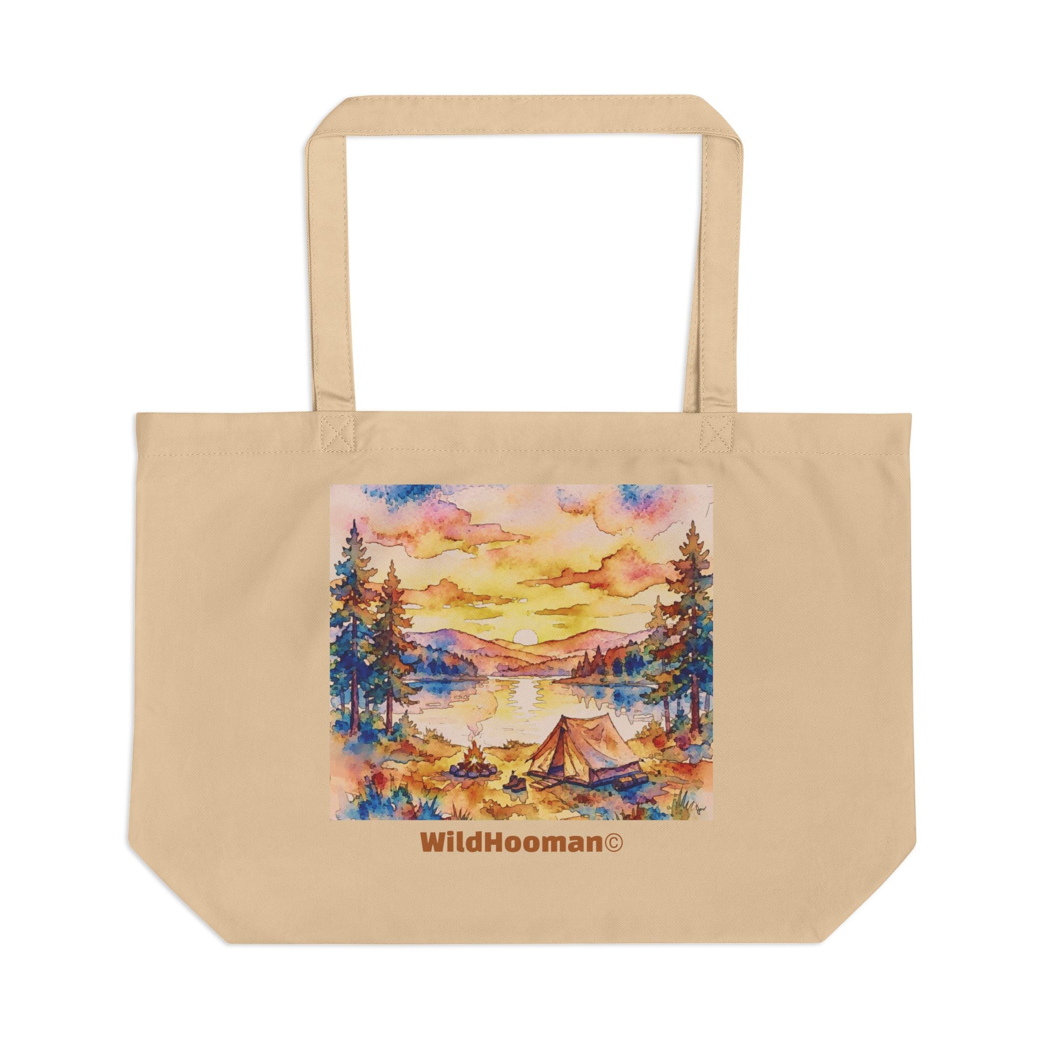 WildHooman Eco Tote Bag — Camping Watercolor Canvas Tote - WildHooman